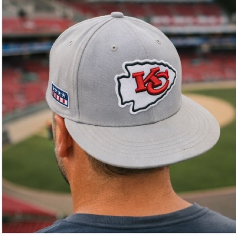 New Era‎ 59FIFTY Kansas City Chiefs USA Crafted Fitted Gray Red Size 7 3/8 NFL